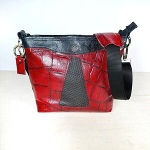Red Black Croc Leather Concealed Carry Crossbody Purse NEW Tags CCW